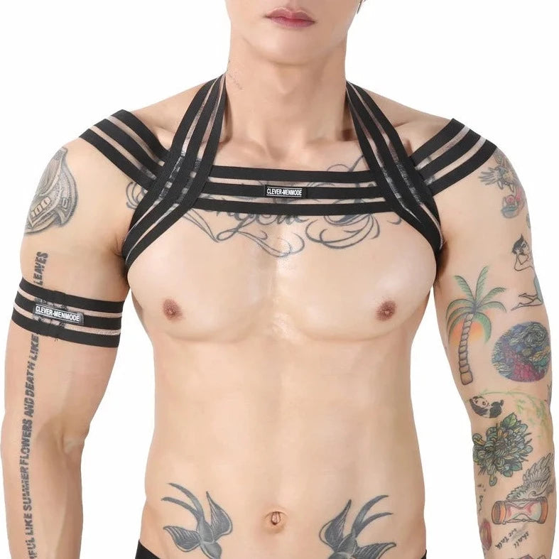 black Men's Waterfall Harness & Metallic Jock Briefs - pridevoyageshop.com - gay men’s underwear and swimwear