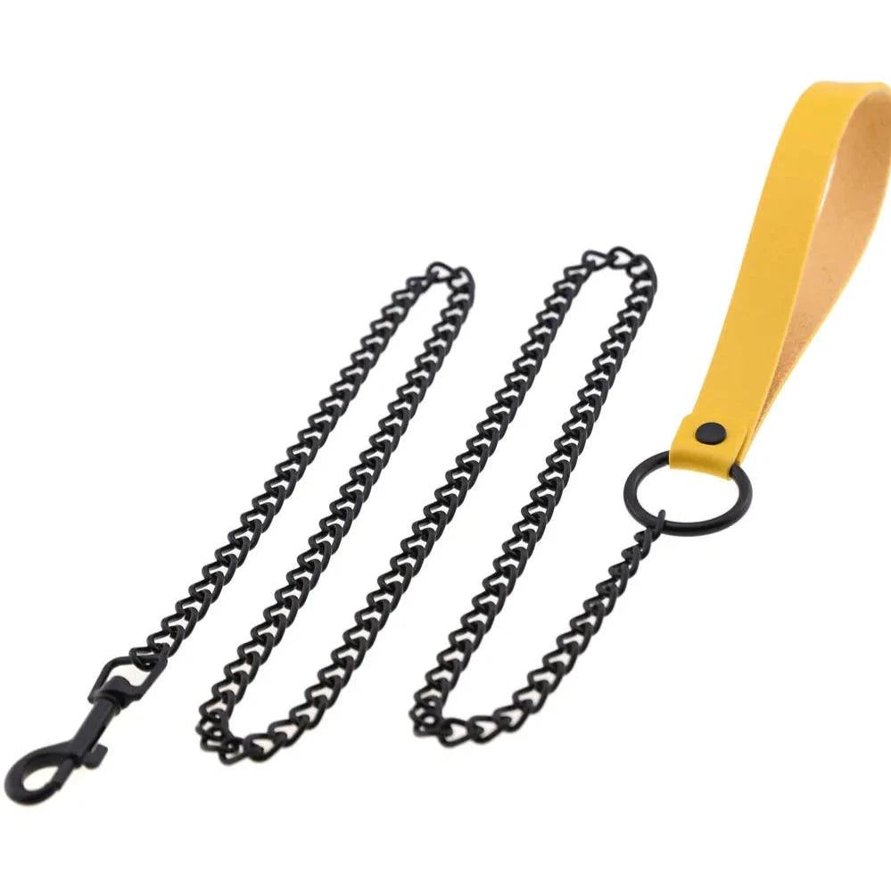 yellow Loyal Chain Leash for Puppy Play - pridevoyageshop.com - gay men’s puppy play gear, lingerie, fishnet and fetish wear