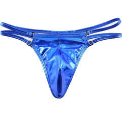 blue Men's Metallic Double Strap Thong - pridevoyageshop.com - gay men’s underwear and swimwear