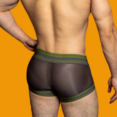 a hot gay man in dark gray DM Men's Mesh Boxer Briefs - pridevoyageshop.com - gay men’s underwear and swimwear