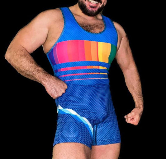 sexy gay hunks in Gay Singlet | Gay Hunks and Bears' Rainbow Wrestling Singlets - Men's Singlets, Bodysuits, Rompers & Jumpsuits - pridevoyageshop.com