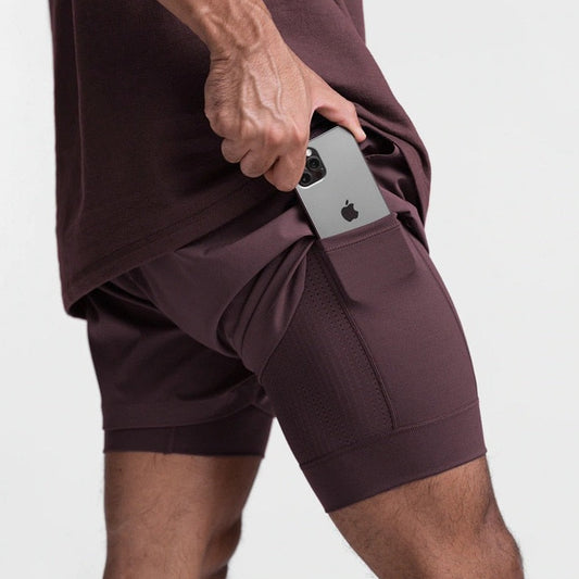 sexy gay man in brown Men's Built In Compression Workout Shorts | Gay Shorts - Men's Activewear, gym short, sport shorts, running shorts- pridevoyageshop.com