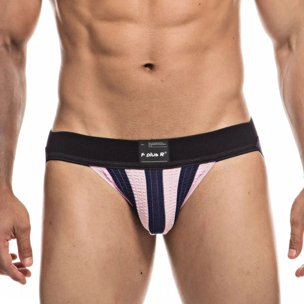 a sexy gay man in pink Athletic Stripe Jockstraps - pridevoyageshop.com - gay men’s underwear and swimwear