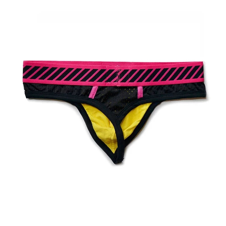 Pink + Yellow DM Gay Men's Neon Thong - pridevoyageshop.com - gay men’s underwear and swimwear