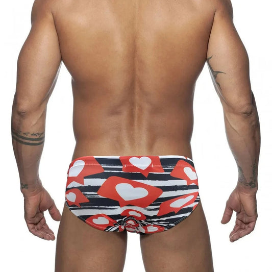 a hot gay man in Men's Heart Message Swim Briefs - pridevoyageshop.com - gay men’s underwear and swimwear