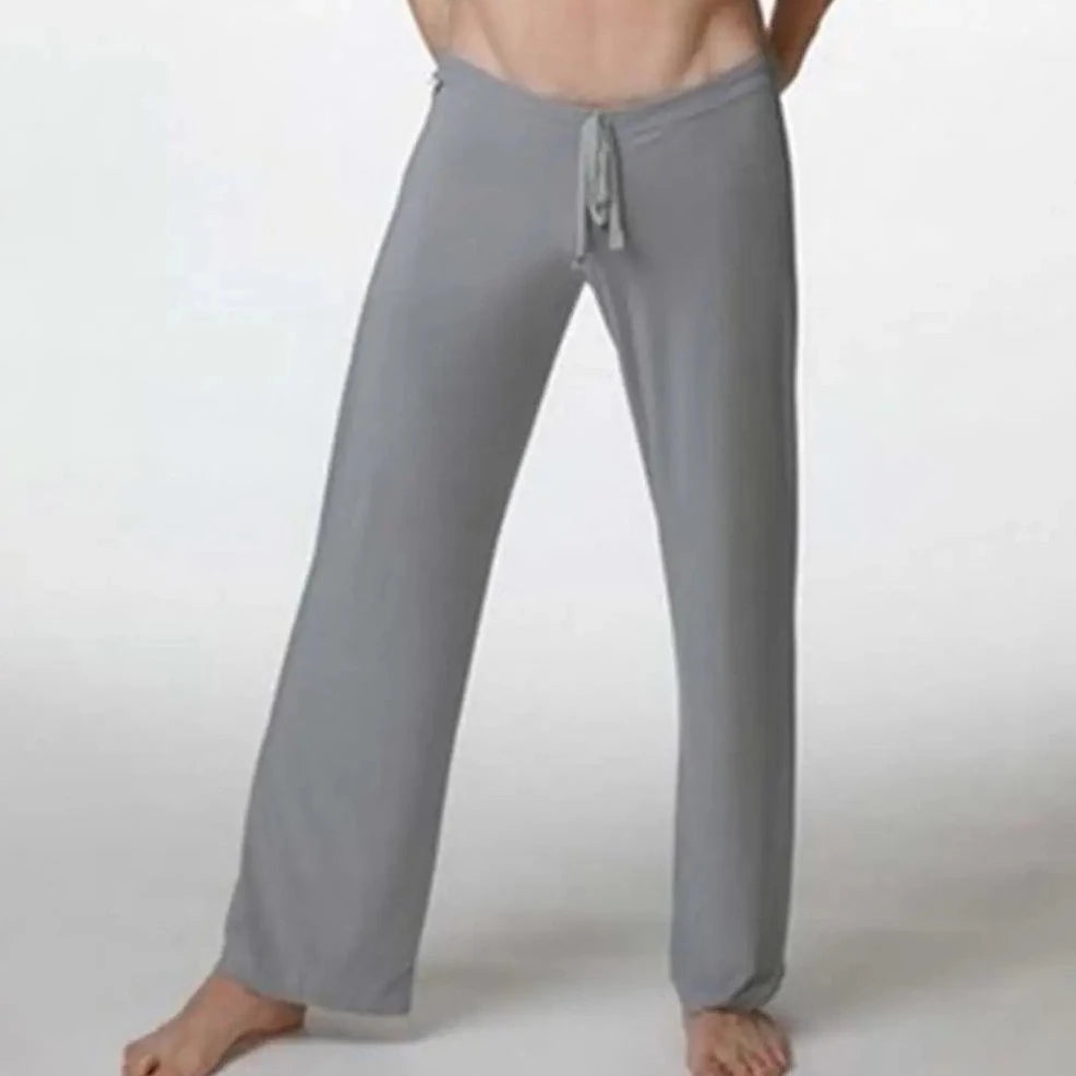 gray Men's Drawstring Silky Bell Bottom Sweats & Yoga Pants - pridevoyageshop.com - gay men’s underwear and swimwear