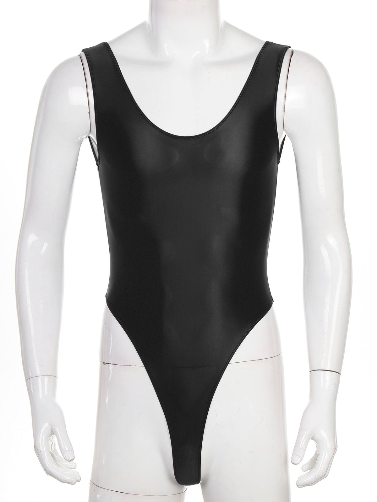 black The ’80s Shiny Thong Bodysuits - Men's Singlets, Bodysuits, Leotard & Unitard - pridevoyageshop.com