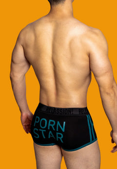 a sexy gay man in black DM Porn Star Pride Boxer Briefs - pridevoyageshop.com - gay men’s underwear and swimwear
