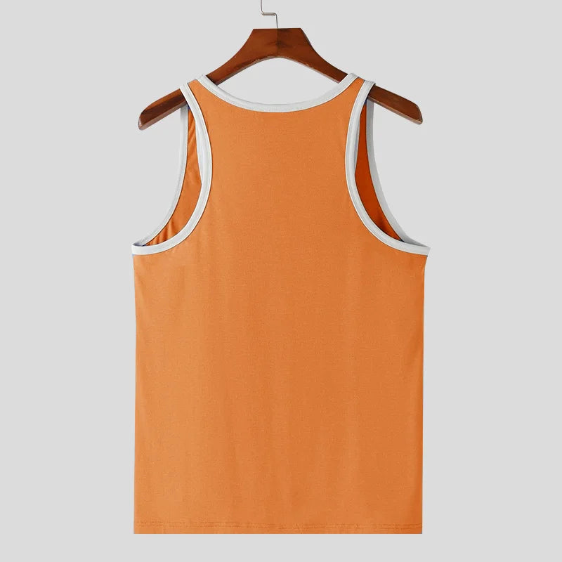 orange PecsShow Deep Scoop Neck Tank Top - pridevoyageshop.com - gay men’s gym tank tops, mesh tank tops and activewear