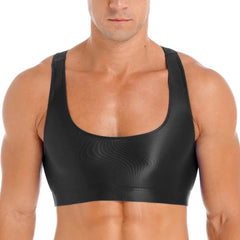 a sexy gay man in black Men's Glossy Sports Crop Top | Gay Crop Tops & Sports Wear - pridevoyageshop.com - gay crop tops, gay casual clothes and gay clothes store