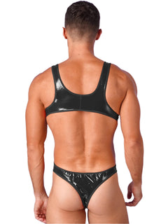 a hot gay man in blackAlluring PU Leather Bodysuit - Men's Singlets, Bodysuits, Leotard & Unitard - pridevoyageshop.com