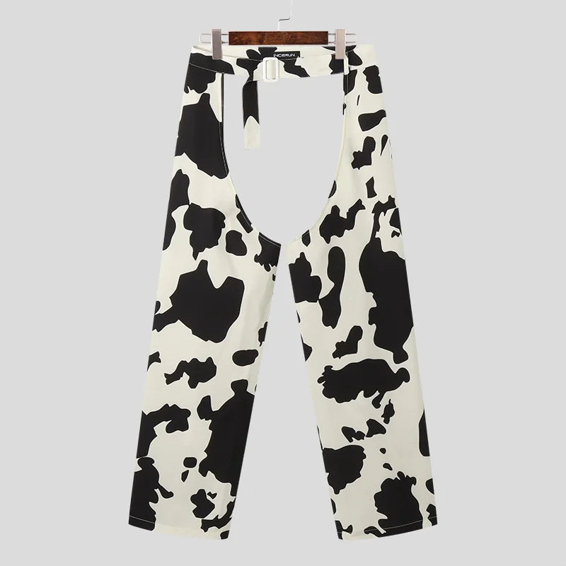 Wild Cow Print Open Chaps - Men's Activewear, gym short, sport shorts, running shorts- pridevoyageshop.com