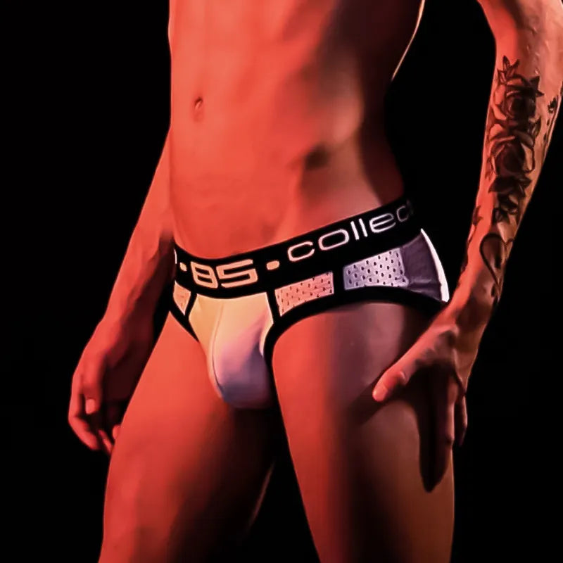 a hot gay man in white Men's 85 Collection Mesh Briefs - pridevoyageshop.com - gay men’s underwear and swimwear
