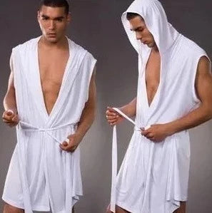a hot gay man in white Men's Hooded Muscle Robe - pridevoyageshop.com - gay men’s underwear and swimwear