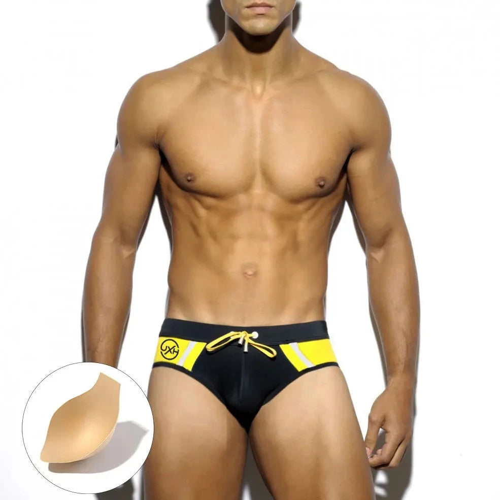 a hot gay man in black Men's Two-toned Bold Swim Briefs - pridevoyageshop.com - gay men’s underwear and swimwear