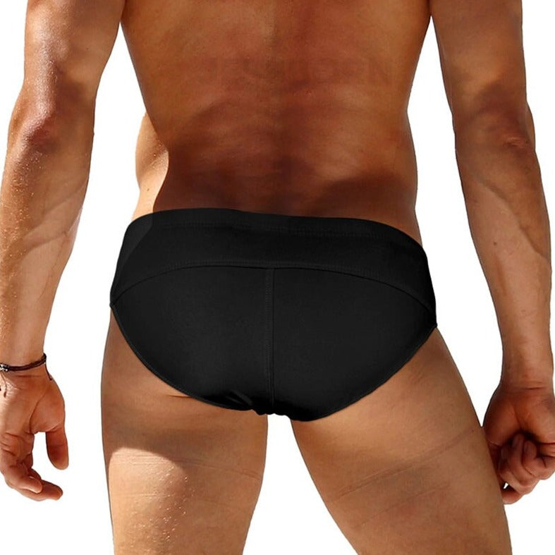 sexy gay man in black Gay Swimwear | Gay Men's Clipper Swim Briefs- pridevoyageshop.com - gay men’s underwear and swimwear