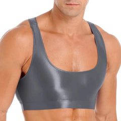 a sexy gay man in gray Men's Glossy Sports Crop Top | Gay Crop Tops & Sports Wear - pridevoyageshop.com - gay crop tops, gay casual clothes and gay clothes store