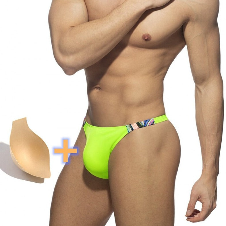 sexy gay man in green Gay Swimwear | DESMIIT Uplifted Package Swim Briefs- pridevoyageshop.com - gay men’s underwear and swimwear