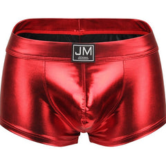 red Jockmail Shiny Metallic PU Leather Boxers | Gay Underwear- pridevoyageshop.com - gay men’s underwear and swimwear