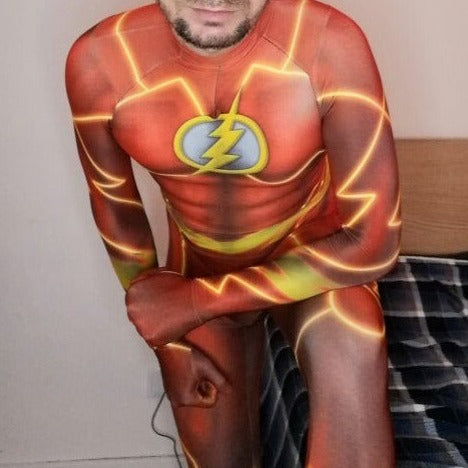 SuperHero Bodysuit: the Flash Costume for Erotic Gay Cosplay- pridevoyageshop.com - gay men’s harness, lingerie and fetish wear