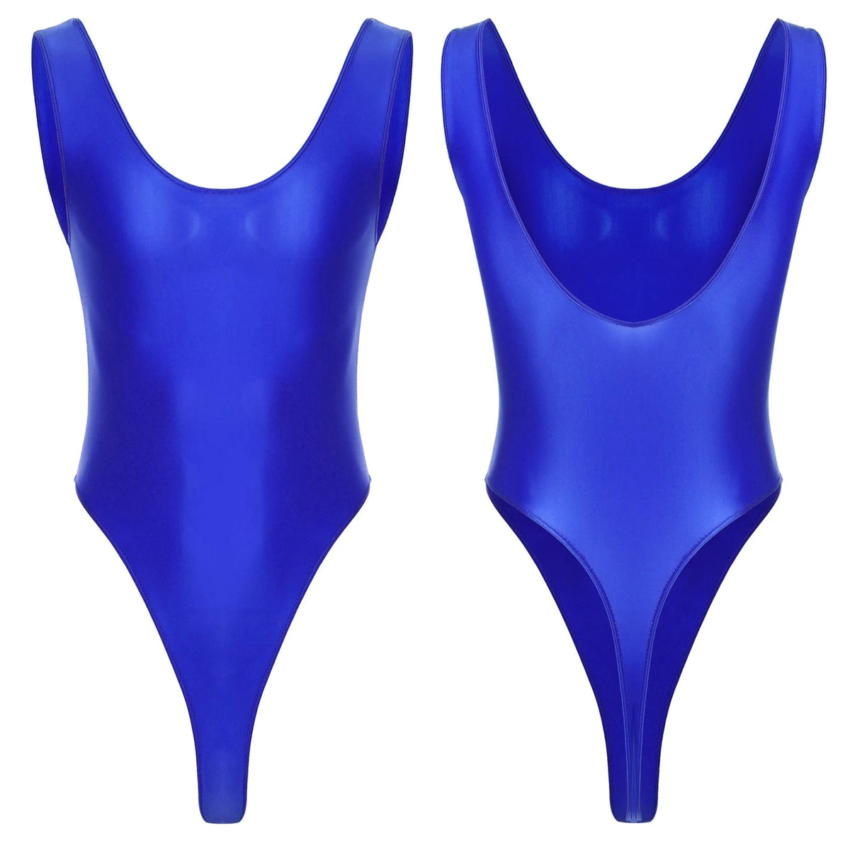 blue The ’80s Shiny Thong Bodysuits - Men's Singlets, Bodysuits, Leotard & Unitard - pridevoyageshop.com