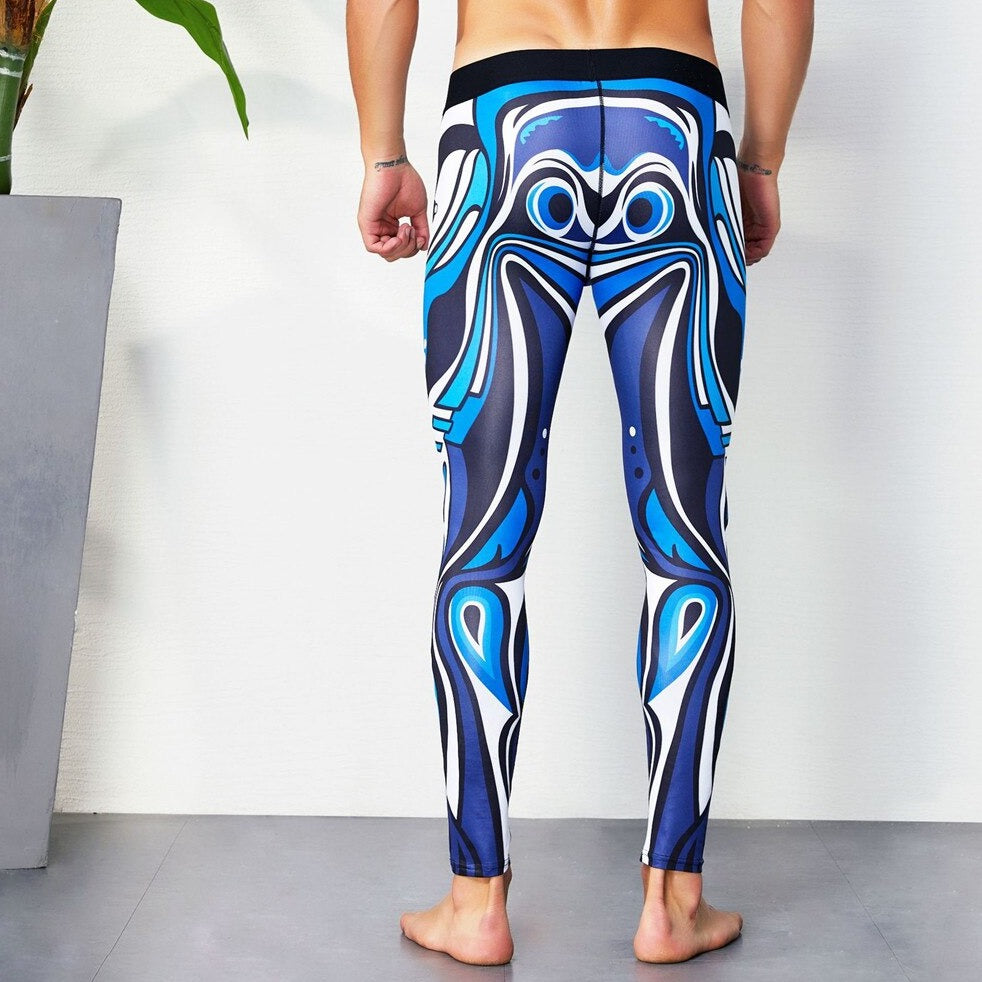 sexy gay man in ocean Gay Leggings | Colorful Print Elemental Workout Leggings - pridevoyageshop.com - gay men’s underwear and activewear