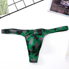 blue white Sexy Plaid Bulging Pouch Thongs | Gay Men Underwear- pridevoyageshop.com - gay men’s underwear and swimwear