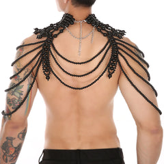 a hot man in black Regal Pearl Body Jewelry Harness- pridevoyageshop.com - gay men’s harness, lingerie and fetish wear