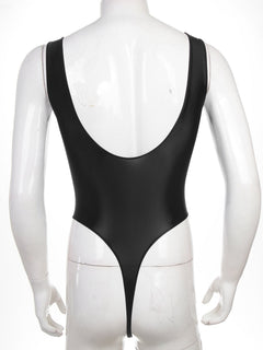 black The ’80s Shiny Thong Bodysuits - Men's Singlets, Bodysuits, Leotard & Unitard - pridevoyageshop.com