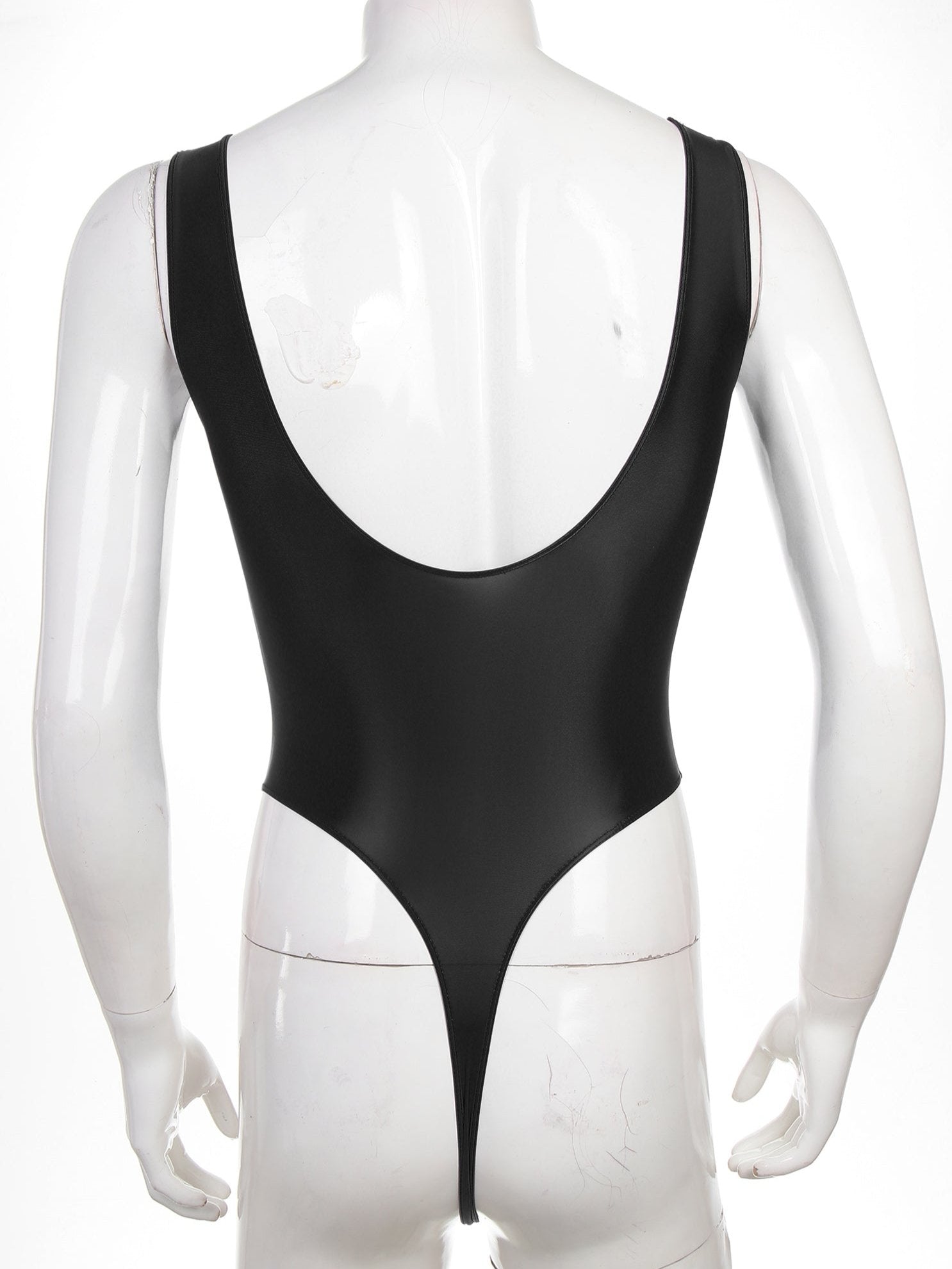 black The ’80s Shiny Thong Bodysuits - Men's Singlets, Bodysuits, Leotard & Unitard - pridevoyageshop.com