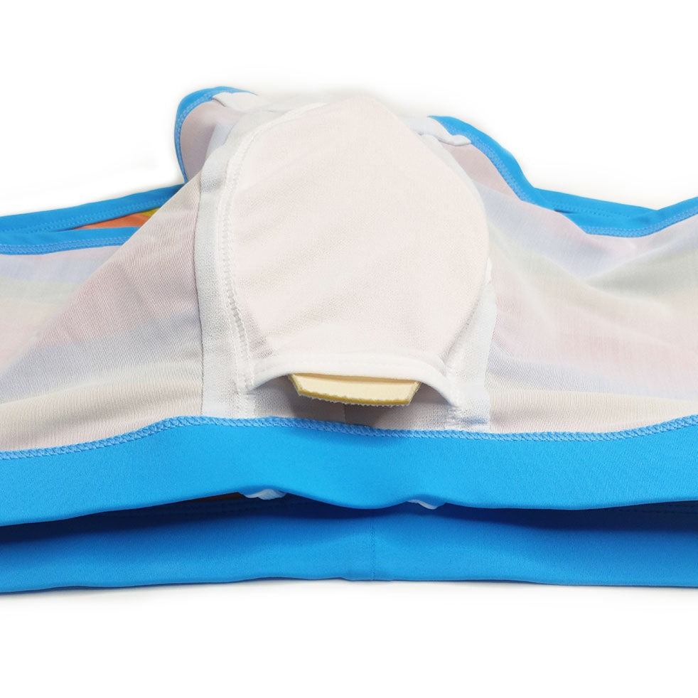 details of Gay Swimwear | Gay Men's Rainbow Drawstring Swim Trunks - pridevoyageshop.com - gay men’s underwear and swimwear