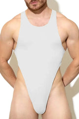 a hot gay man in white Power Sports Shaping Thong Bodysuit - Men's Singlets, Bodysuits, Rompers & Jumpsuits - pridevoyageshop.com