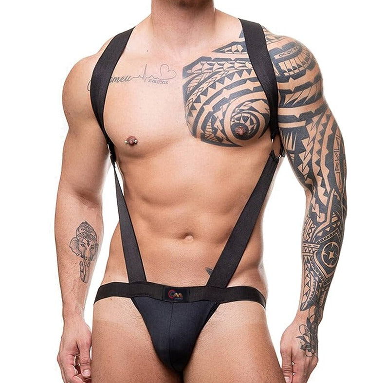 sexy gay man in black CLEVER-MENMODE Elastic Jockstrap Harness | Gay Harness- pridevoyageshop.com - gay men’s harness, lingerie and fetish wear