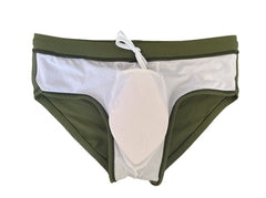 details of green Gay Swimwear | Men's Military Swim Briefs- pridevoyageshop.com - gay men’s underwear and swimwear