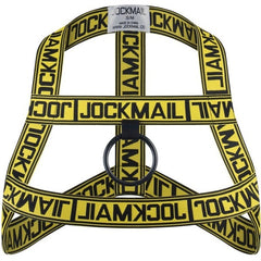 Yellow Jockmail Letter Elastic Chest Harness: Men's Clubwear and Gay Lingerie- pridevoyageshop.com - gay men’s harness, lingerie and fetish wear