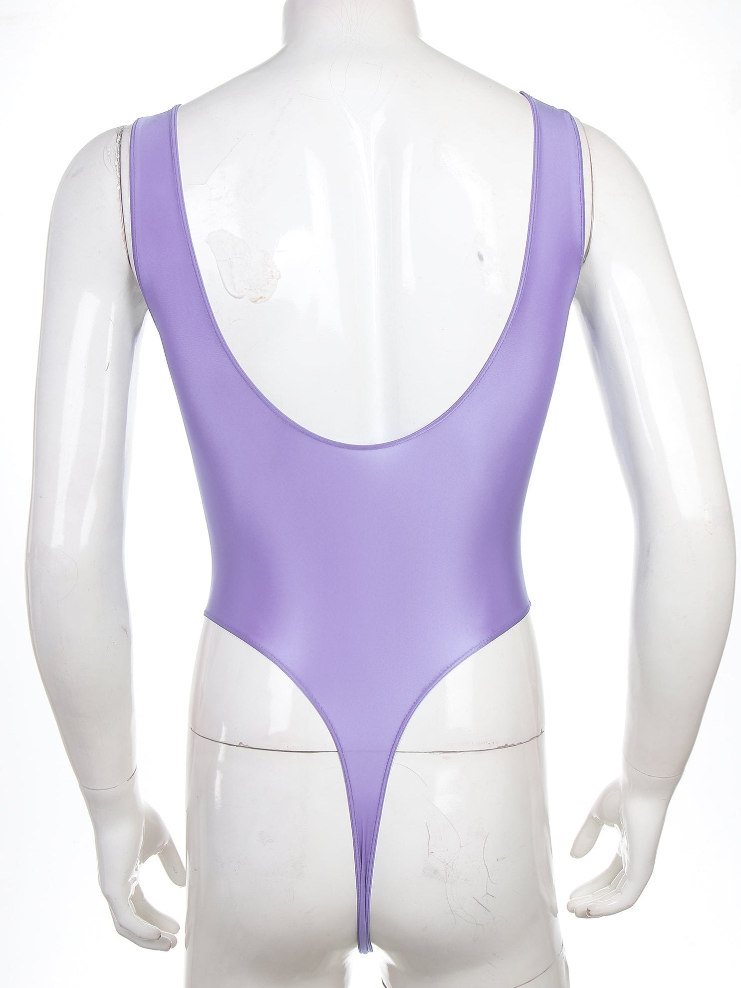Light Purple Fluorescent Green The ’80s Shiny Thong Bodysuits - Men's Singlets, Bodysuits, Leotard & Unitard - pridevoyageshop.com
