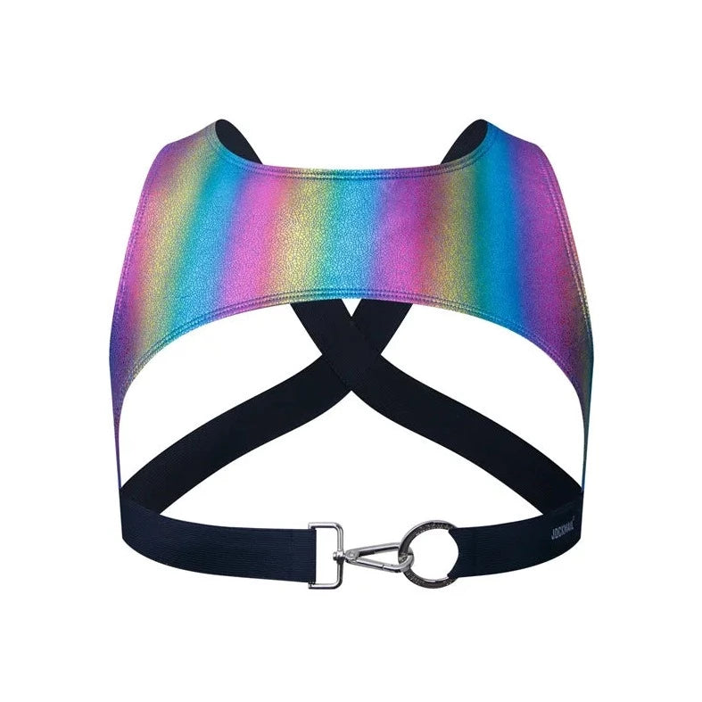rainbow Erotic Faux Leather Harness Crop Tops | Gay Crop Tops & Club Wear - pridevoyageshop.com - gay crop tops, gay casual clothes and gay clothes store
