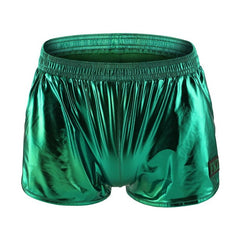 green Gay Shorts | Shiny Metallic Running Shorts - Men's Activewear, gym short, sport shorts, running shorts- pridevoyageshop.com