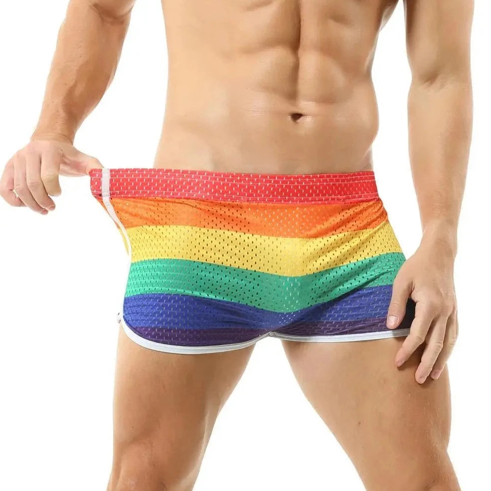 Men's Rainbow Mesh Boxer Briefs - pridevoyageshop.com - gay men’s underwear and swimwear