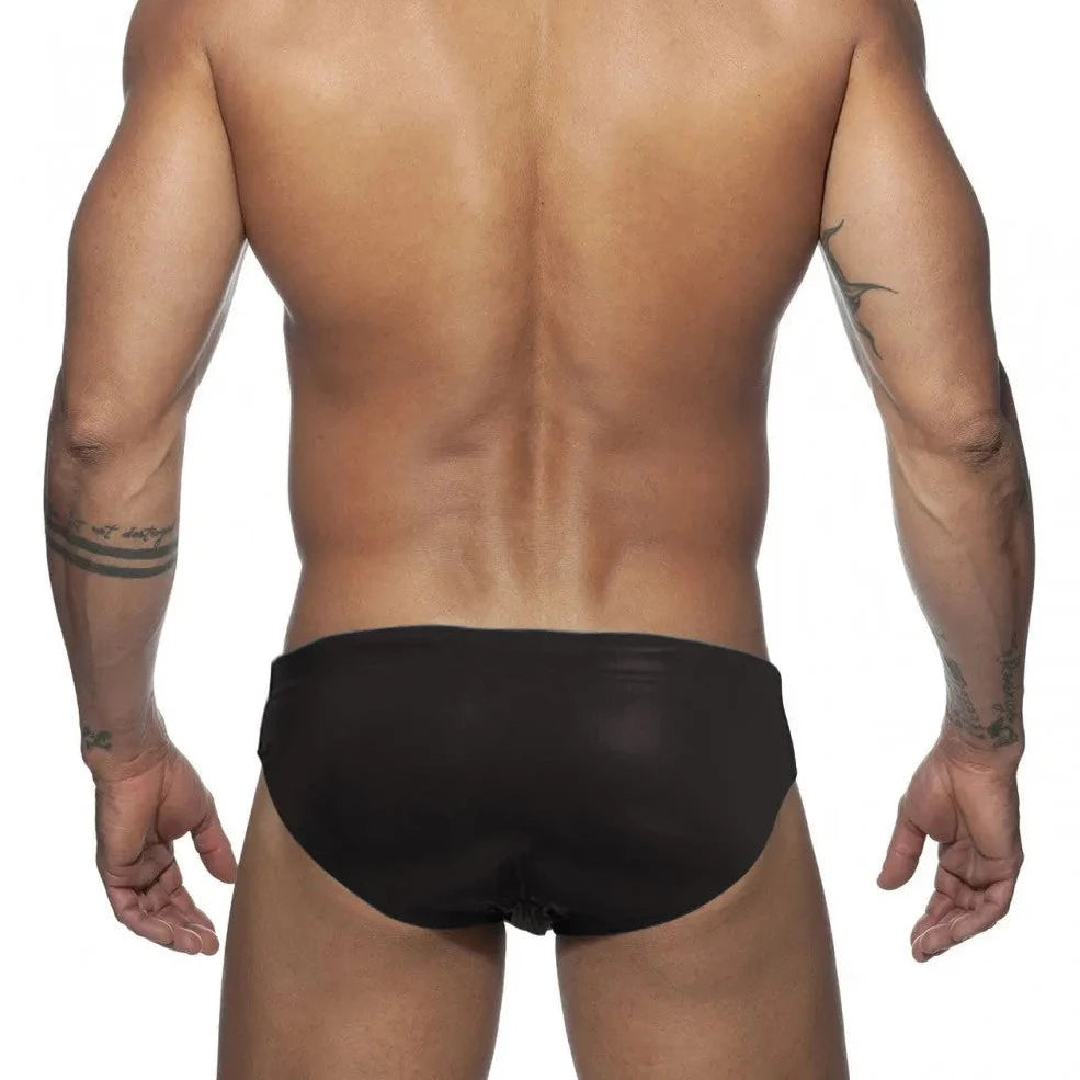 a hot gay man in black Glide Metallic Swim Briefs - pridevoyageshop.com - gay men’s underwear and swimwear