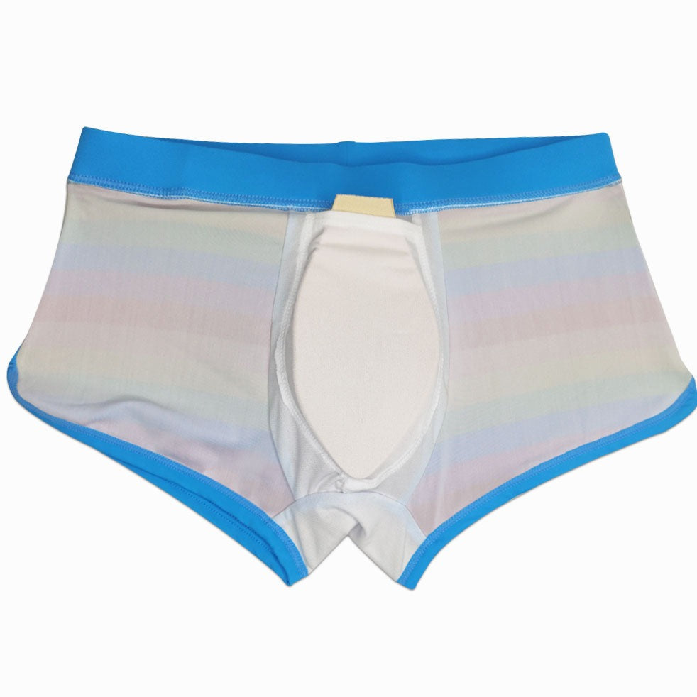 details of Gay Swimwear | Gay Men's Rainbow Drawstring Swim Trunks - pridevoyageshop.com - gay men’s underwear and swimwear