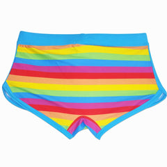 details of Gay Swimwear | Gay Men's Rainbow Drawstring Swim Trunks - pridevoyageshop.com - gay men’s underwear and swimwear