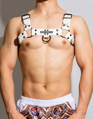 White Adjustable Chest Harness: Men's Clubwear and Gay Lingerie