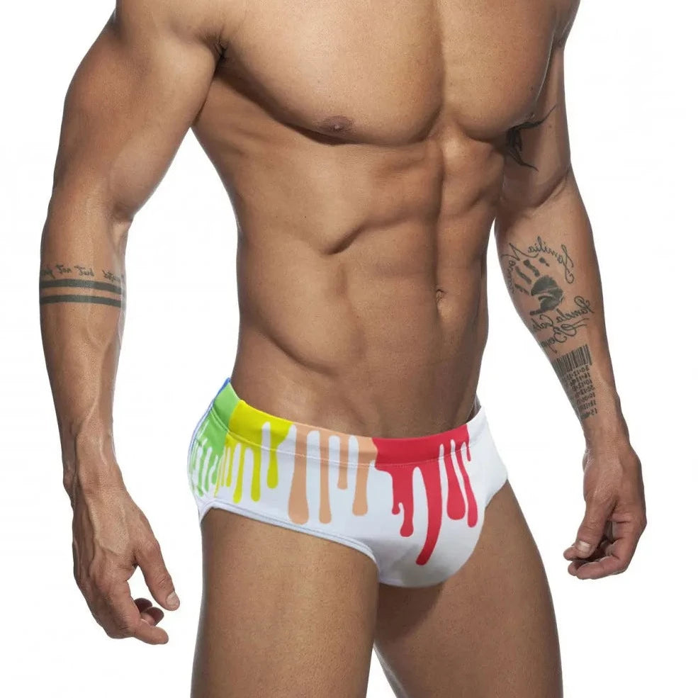 a hot gay man in white Men's Splash Art Swim Briefs - pridevoyageshop.com - gay men’s underwear and swimwear