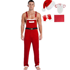 a sexy man in Santa’s Naughty Helper Jumpsuit Costume - pridevoyageshop.com - gay costumes, men role play outfits, gay party costumes and gay rave outfits