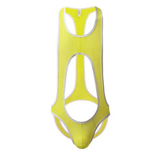 yellow Multi-colored Backless Bodysuit: Leotard for Men | Gay Unitard- pridevoyageshop.com - gay men’s harness, lingerie and fetish wear