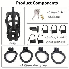 black 4 Size Loyal Chastity Cage for Gay Puppy Play - pridevoyageshop.com - gay men’s puppy play gear, lingerie, fishnet and fetish wear