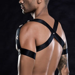 hot gay man in Club Night Star Harness + Jockstrap Set | Gay Harness- pridevoyageshop.com - gay men’s harness, lingerie and fetish wear