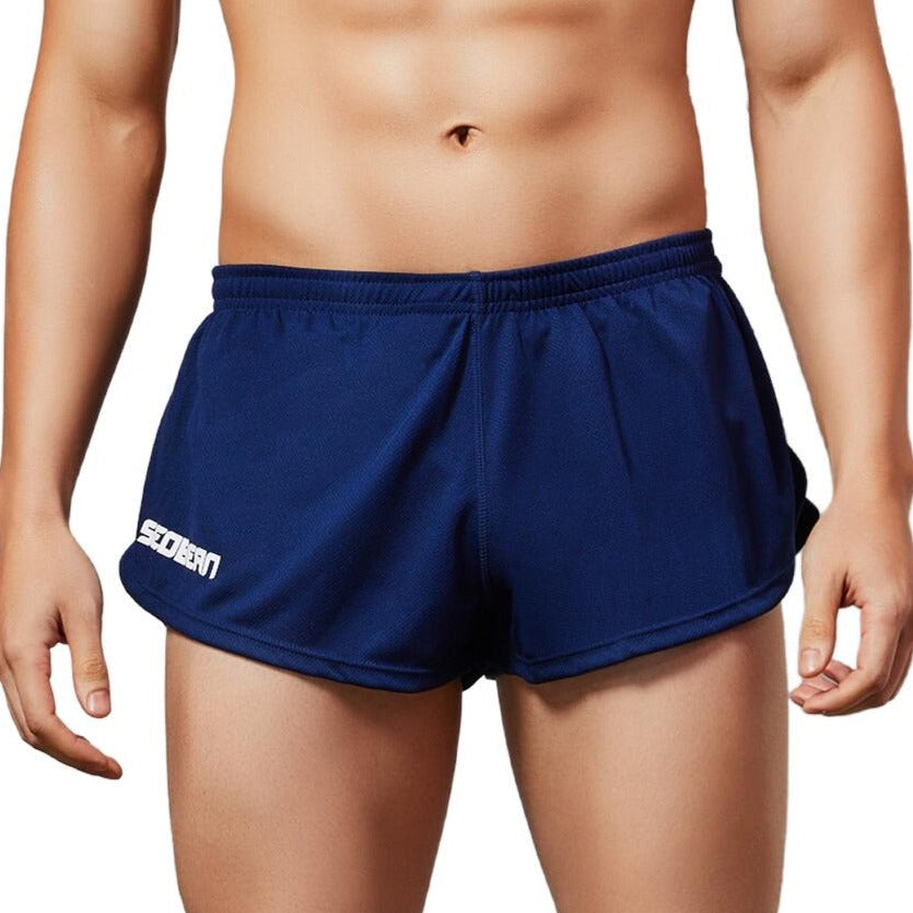 sexy gay man in navy blue Seobean Men's Quick Dry Running Shorts | Gay Shorts - Men's Activewear, gym short, sport shorts, running shorts- pridevoyageshop.com