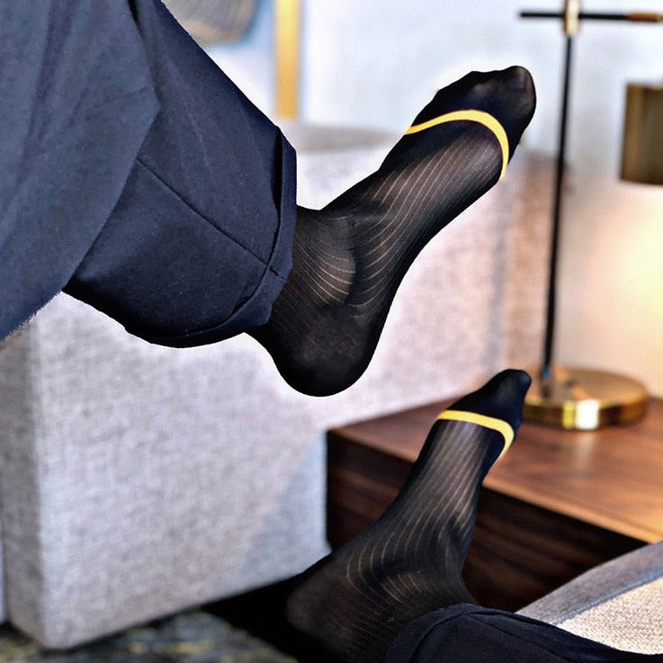black Sheer OTC Socks: Men's Sheer Dress Socks for the Sexy Gay Man- pridevoyageshop.com - gay men’s harness, lingerie and fetish wear